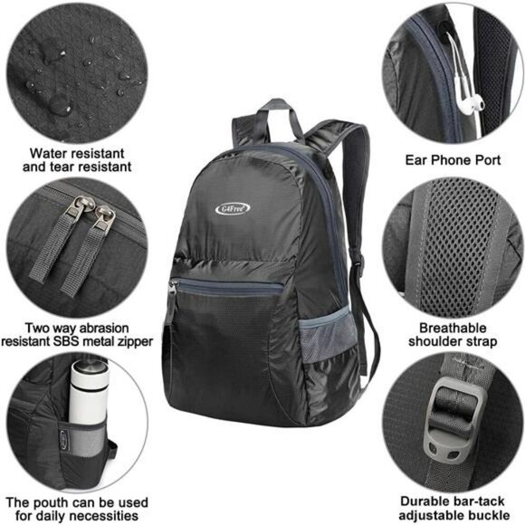 Lightweight Foldable Backpack 20L Packable Hiking Travel Daypack Unisex - Picture 6 of 7